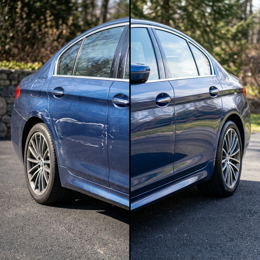 Antes y después reparación coche Avilés